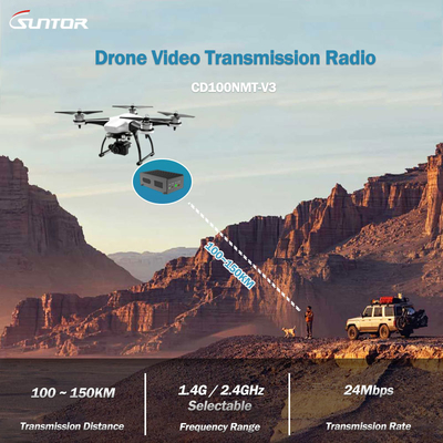 CD100NMT Дальний передатчик COFDM для БПЛА/Дронов, дизайн MIMO с двойной антенной, до 150 км